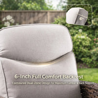 Luxury 6 Pieces Outdoor Patio Furniture Set with Swivel Rocker Chairs 6-Inch Extra Thick Cushions,Sofa Coffee Table,Wicker Conversation Sets for Porch Deck Backyard Poolside
