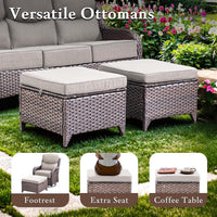 Luxury 6 Pieces Outdoor Patio Furniture Set with Swivel Rocker Chairs 6-Inch Extra Thick Cushions,Sofa Coffee Table,Wicker Conversation Sets for Porch Deck Backyard Poolside