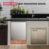 24"Beverage Refrigerator, 180Can under Counter Refrigerator, Silver