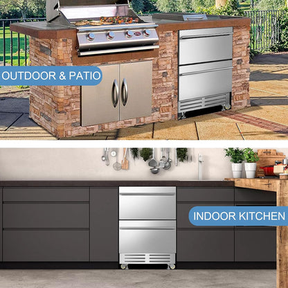 24'' Drawer Fridge under Counter Beverage Refrigerator with Wheels
