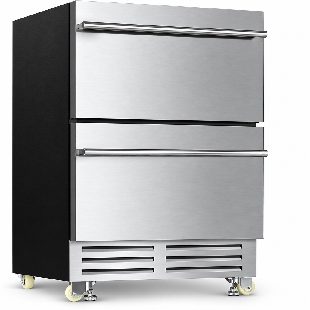 24'' Drawer Fridge under Counter Beverage Refrigerator with Wheels