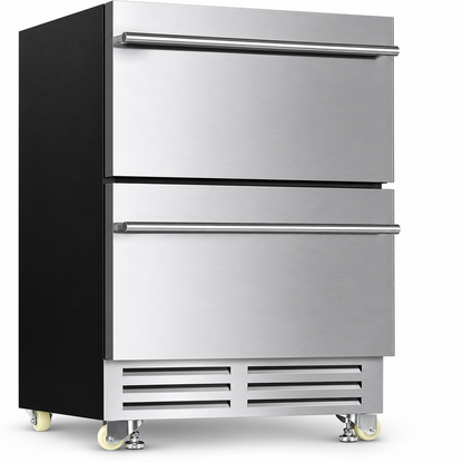 24'' Drawer Fridge under Counter Beverage Refrigerator with Wheels