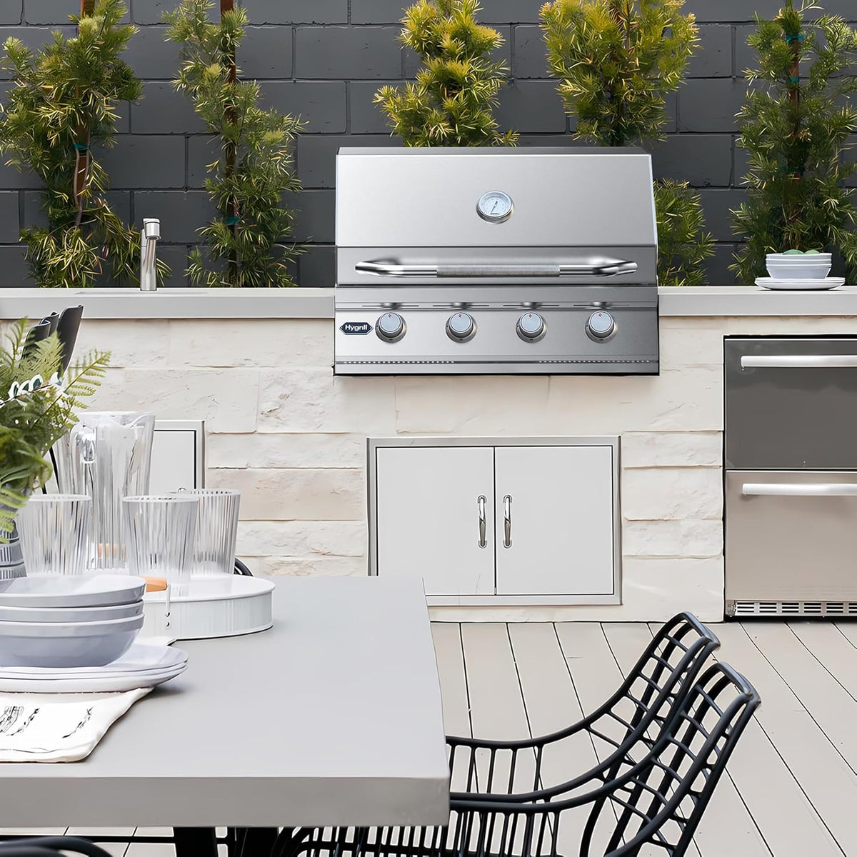Hygrill STD Series 32-Inch Built in Grill, Stainless Steel 4-Burner Grill