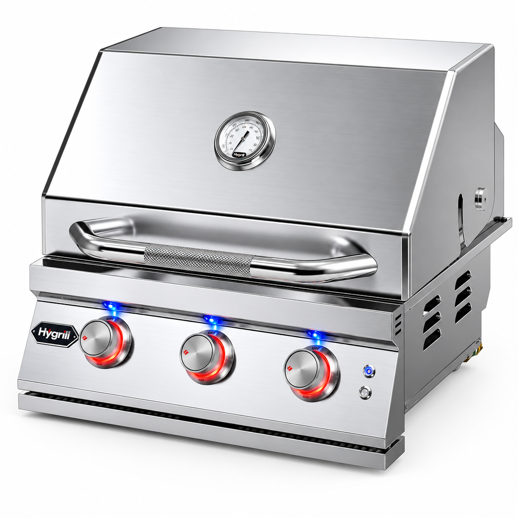 Built-In Gas Grill Designed for Outdoor Kitchens, 42,000 BTU Power, 304 Stainless Steel, 577 sq in Surface