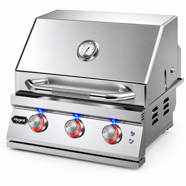 Built-In Gas Grill Designed for Outdoor Kitchens, 42,000 BTU Power, 304 Stainless Steel, 577 sq in Surface