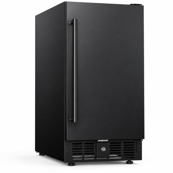 15 Inch under Counter Beverage Refrigerator, 128 Cans Outdoor Fridge with Adjustable Glass Shelves, ≤45Db Quiet Small Beverage Refrigerator for Outdoor Kitchen & Patio (Black)