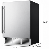 Under Counter Refrigerator Built for Outdoor Kitchens, 180 Can Capacity, 304 Stainless Steel, LED Lighting